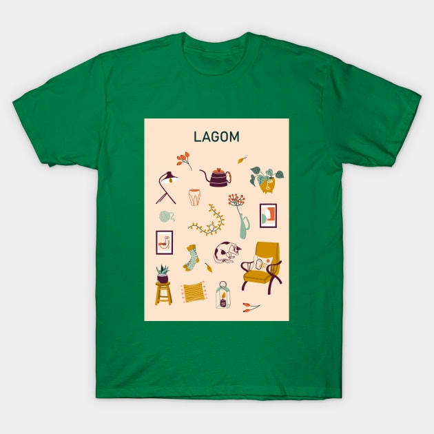 Print with Lagom lettering and cozy home stuff T-Shirt by DanielK